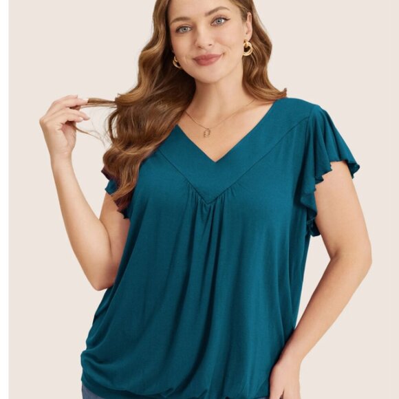 NWT BloomChic Teal Short Sleeve Top - Picture 2 of 4